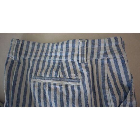 Vineyard Vines Women’s Sz 8 White/Blue Striped Linen Blend Catamaran Capris $108 - Picture 8 of 10